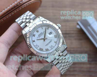 Replica Rolex Datejust Jubilee Watch White Roman Dial 41MM